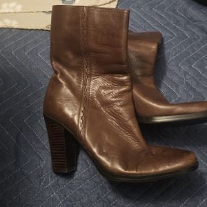 Nine West Brown Leather Heeled Boots